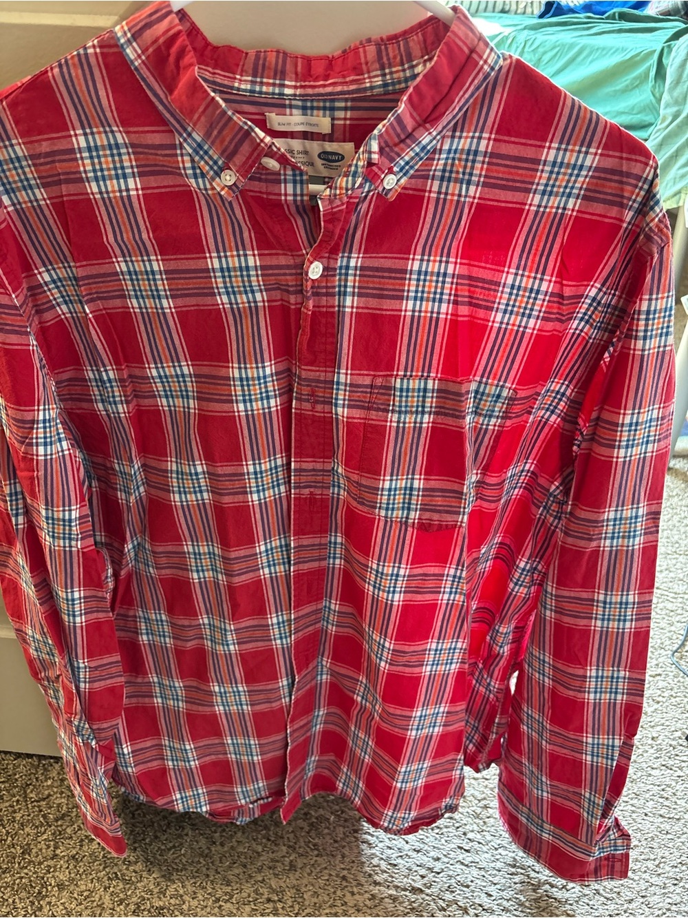 Old Navy Red Plaid Button-Down Shirt